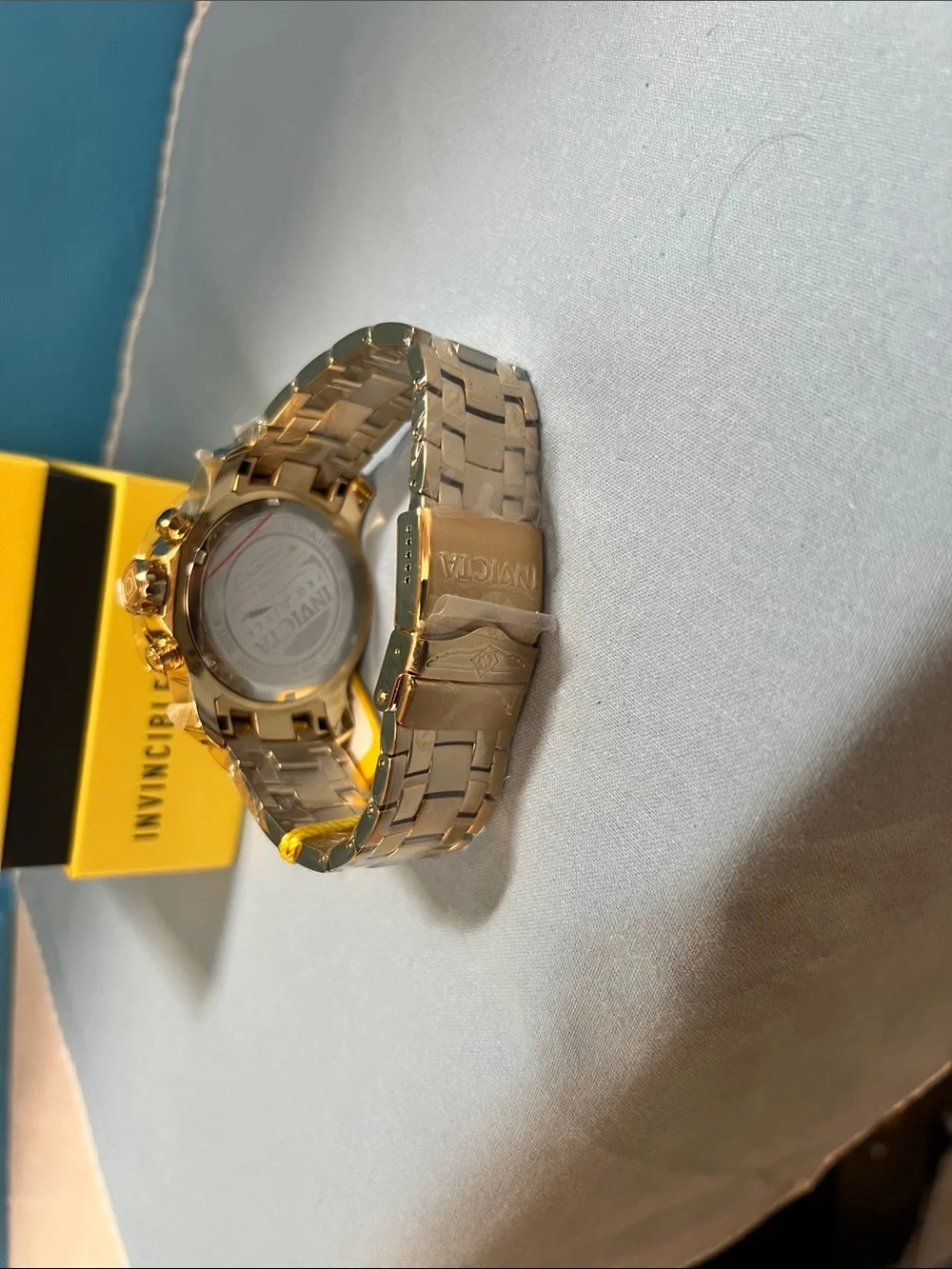 Invicta Two-Tone Gold & Black Men's Chronograph Watch with Blue Dial, Model 0072